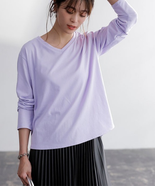 GeeRA(ジーラ)の「綿100%きれいめロンT(Vネック)(Tシャツ/カットソー・レディース・ラベンダー/オフホワイト/ブラック/その他・X-LARGE/SMALL/LARGE/MEDIUM/XX-LARGE)」の12枚目の写真