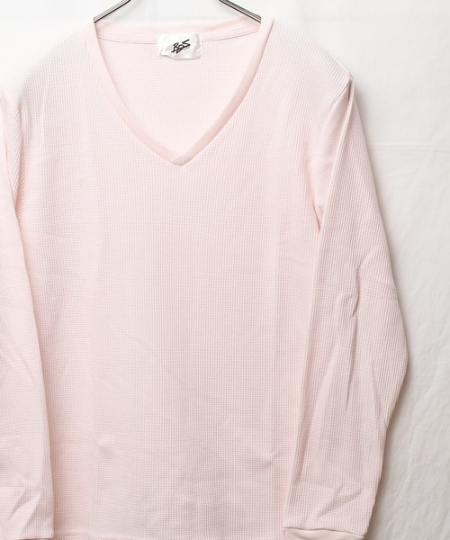 Mag.(マグ)の「【RDS】Vネックワッフルカットソー(Tシャツ/カットソー・メンズ・カーキ/ネイビー/ベージュ/グレー/ライトピンク/ブラック/ホワイト・X-LARGE/MEDIUM/LARGE)」の7枚目の写真