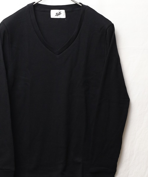 Mag.(マグ)の「【RDS】Vネックワッフルカットソー(Tシャツ/カットソー・メンズ・カーキ/ネイビー/ベージュ/グレー/ライトピンク/ブラック/ホワイト・X-LARGE/MEDIUM/LARGE)」の3枚目の写真