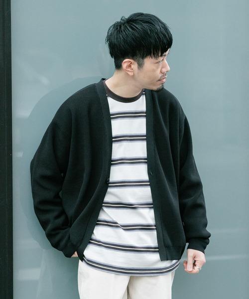 ITEMS URBANRESEARCH（アイテムズ アーバンリサーチ）の「ミラノリブ カーディガン（カーディガン/ボレロ・メンズ・ブラック/モカ/オフホワイト・MEDIUM/LARGE）」の2枚目の写真