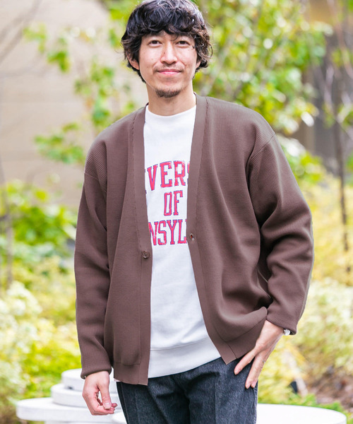 ITEMS URBANRESEARCH（アイテムズ アーバンリサーチ）の「ミラノリブ カーディガン（カーディガン/ボレロ・メンズ・ブラック/モカ/オフホワイト・MEDIUM/LARGE）」の3枚目の写真