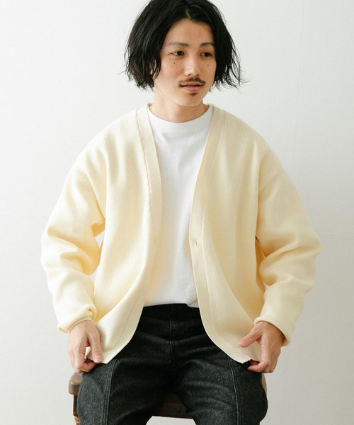 ITEMS URBANRESEARCH（アイテムズ アーバンリサーチ）の「ミラノリブ カーディガン（カーディガン/ボレロ・メンズ・ブラック/モカ/オフホワイト・MEDIUM/LARGE）」の4枚目の写真