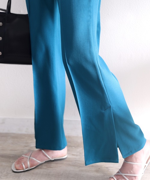classicalelf(クラシカルエルフ)の「旬顔。ベルト付きサイドスリットセミフレアパンツ。(スラックス・レディース・ブラック/ベージュ/ブルー/アイボリー・SMALL/MEDIUM/LARGE/X-LARGE)」の21枚目の写真