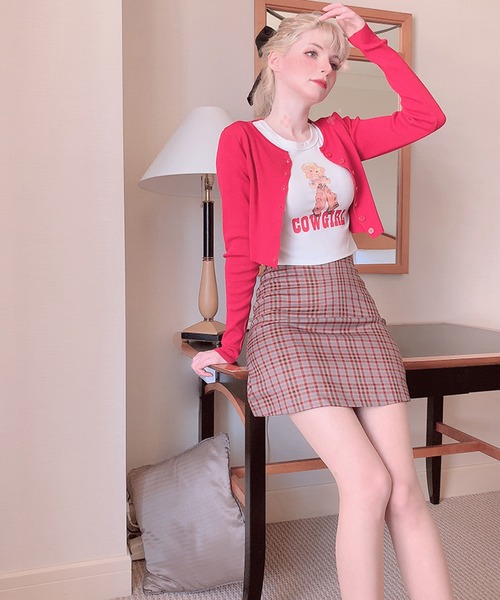 lissi Boutique(リージーブティック)の「【lissi Boutique】ヴィンテージハイウェストチエックミニスカート(スカート・レディース・ブラウン・MEDIUM)」の1枚目の写真