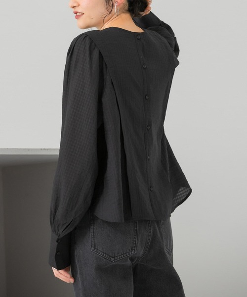 KBF（ケイビーエフ）の「2WAYボリュームスリーブチェックブラウス（シャツ/ブラウス・レディース・ブラック/オフホワイト/アイボリー・ONE）」の13枚目の写真