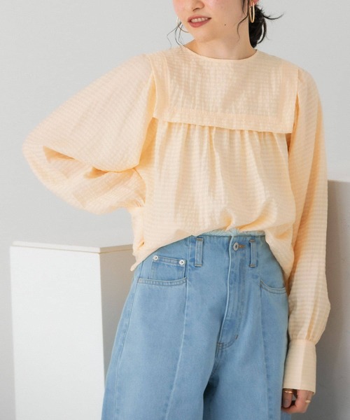 KBF（ケイビーエフ）の「2WAYボリュームスリーブチェックブラウス（シャツ/ブラウス・レディース・ブラック/オフホワイト/アイボリー・ONE）」の10枚目の写真