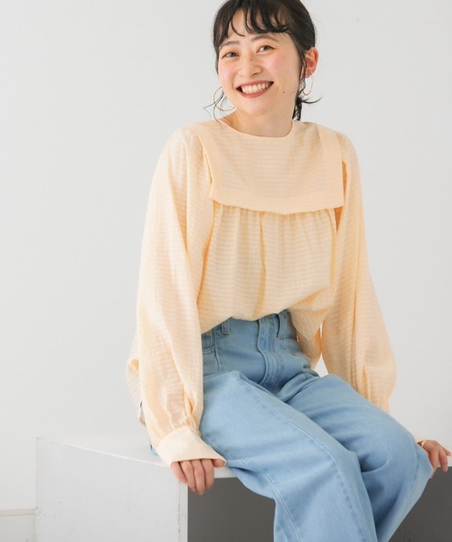 KBF（ケイビーエフ）の「2WAYボリュームスリーブチェックブラウス（シャツ/ブラウス・レディース・ブラック/オフホワイト/アイボリー・ONE）」の14枚目の写真