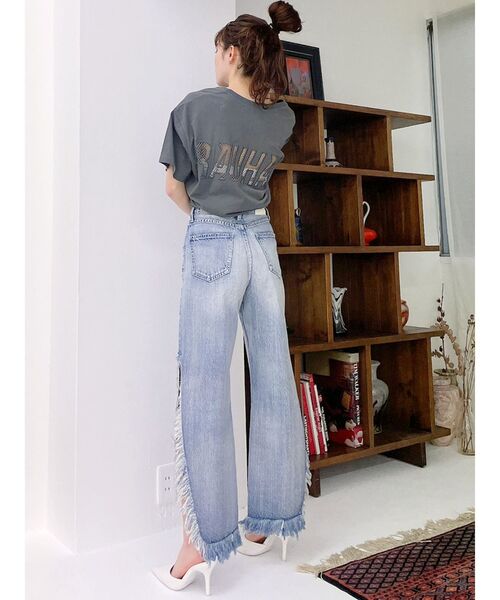 GYDA（ジェイダ）の「RAUHAAメッシュロゴVネックTシャツ（Tシャツ/カットソー・レディース・チャコールグレー/ベージュ/オフホワイト/ミント・FREE）」の15枚目の写真