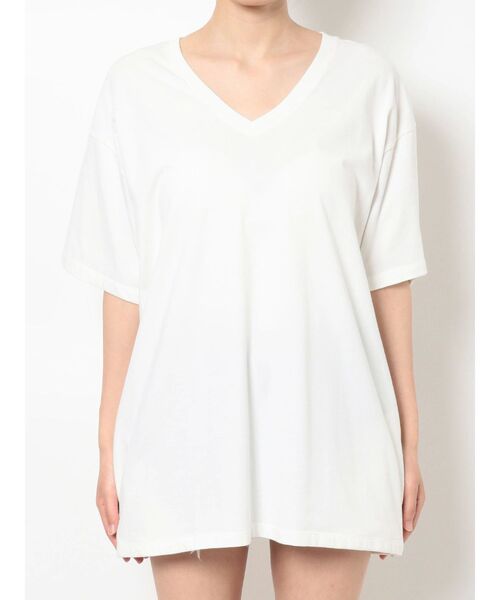 GYDA（ジェイダ）の「RAUHAAメッシュロゴVネックTシャツ（Tシャツ/カットソー・レディース・チャコールグレー/ベージュ/オフホワイト/ミント・FREE）」の21枚目の写真