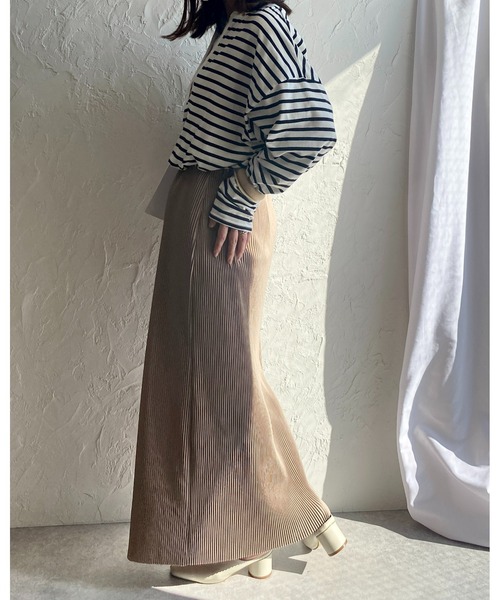 She's Closet（シーズクローゼット）の「【セルフカット対応】Iラインハイウエスト細プリーツロングスカート（スカート・レディース・ブラック/グレー/レッド/グリーン/グレイッシュベージュ/ピンク/パープル/オレンジ・FREE）」の19枚目の写真