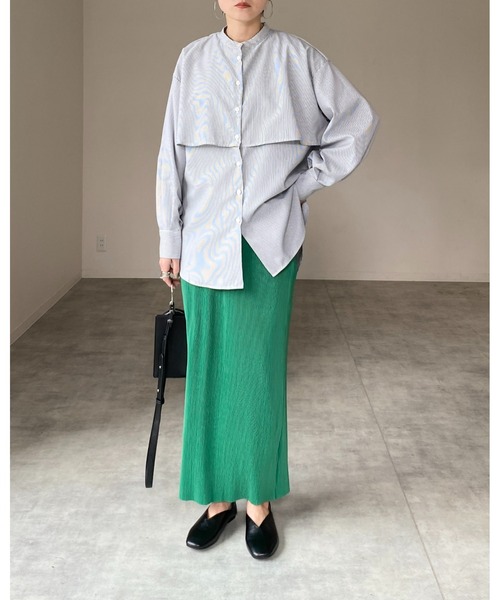 She's Closet（シーズクローゼット）の「【セルフカット対応】Iラインハイウエスト細プリーツロングスカート（スカート・レディース・ブラック/グレー/レッド/グリーン/グレイッシュベージュ/ピンク/パープル/オレンジ・FREE）」の22枚目の写真