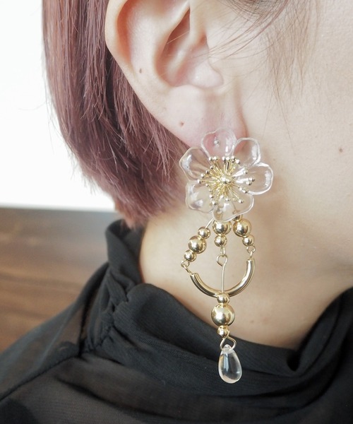 クリアフラワーピアス/pangy（ピアス（両耳用））｜amplis