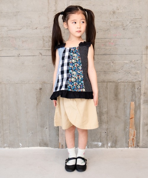 RAGMART（ラグマート）の「パッチワークノースリーブチュニック（チュニック・キッズ・ブラック/オフホワイト・80ｃｍ/90cm/95cm）」の6枚目の写真