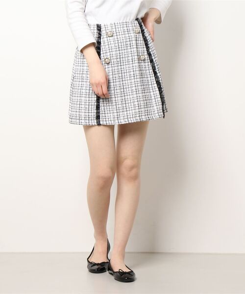 Ank Rouge（アンクルージュ）の「レースツイードスカート（スカート・レディース・ホワイト/ブラック/A・M）」の6枚目の写真