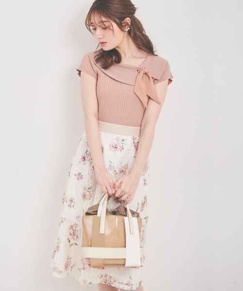 LAISSE PASSE（レッセパッセ）の「レースプリントスカート（スカート・レディース・ラベンダー/アイボリー・SMALL/LARGE/MEDIUM）」の15枚目の写真