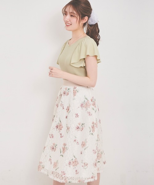 LAISSE PASSE（レッセパッセ）の「レースプリントスカート（スカート・レディース・ラベンダー/アイボリー・SMALL/LARGE/MEDIUM）」の13枚目の写真