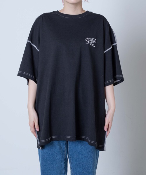 WEGO(ウィゴー)の「WEGO/インサイドアウトステッチビッグT(Tシャツ/カットソー・レディース・ホワイト/ブラック・FREE)」の9枚目の写真