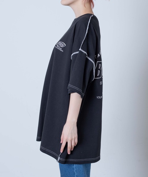 WEGO(ウィゴー)の「WEGO/インサイドアウトステッチビッグT(Tシャツ/カットソー・レディース・ホワイト/ブラック・FREE)」の10枚目の写真