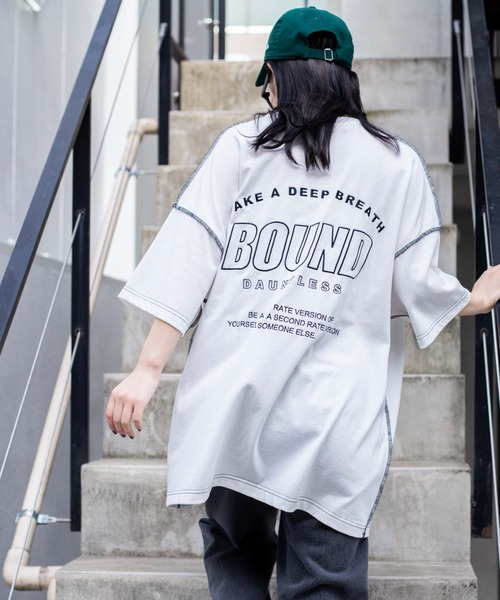 WEGO(ウィゴー)の「WEGO/インサイドアウトステッチビッグT(Tシャツ/カットソー・レディース・ホワイト/ブラック・FREE)」の5枚目の写真