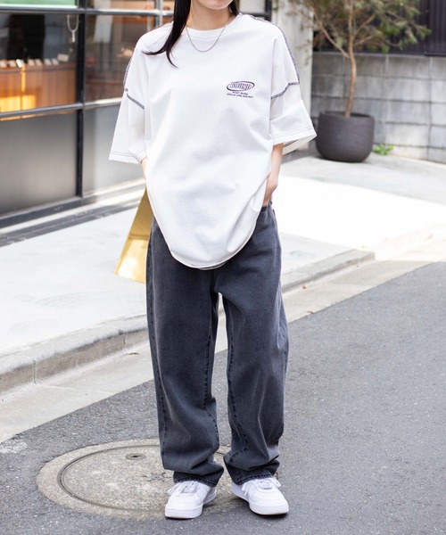 WEGO(ウィゴー)の「WEGO/インサイドアウトステッチビッグT(Tシャツ/カットソー・レディース・ホワイト/ブラック・FREE)」の3枚目の写真