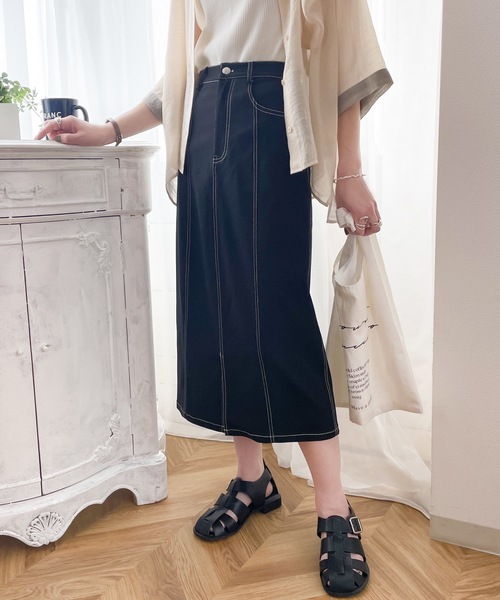 セール】【mily bilet】女っぽの即戦力。ストレッチ抜群！配色ステッチ