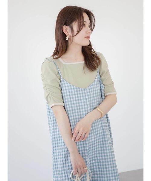 ELENCARE DUE（エレンカーレデュエ）の「・ELENCARE DUE ギンガムキャミワンピース（ワンピース・レディース・サックスブルー/グリーン系その他3/ブラック・FREE）」の8枚目の写真