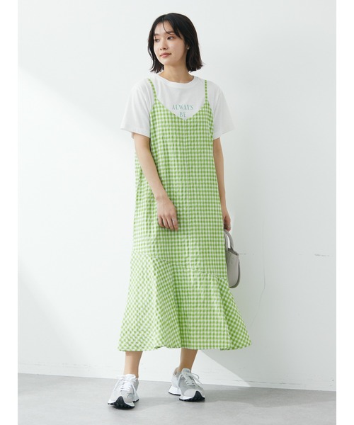 ELENCARE DUE（エレンカーレデュエ）の「・ELENCARE DUE ギンガムキャミワンピース（ワンピース・レディース・サックスブルー/グリーン系その他3/ブラック・FREE）」の3枚目の写真
