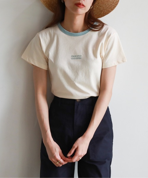 feepur（フェピュール）の「配色リンガーチビロゴTee（Tシャツ/カットソー・レディース・ネイビー/ピンク/ブルー/グリーン・MEDIUM）」の14枚目の写真