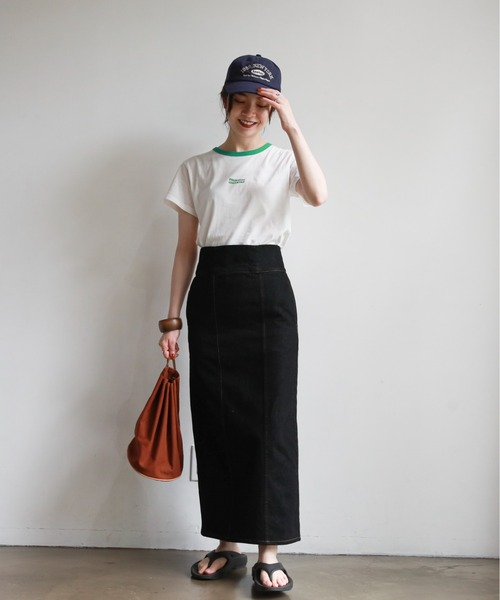 feepur（フェピュール）の「配色リンガーチビロゴTee（Tシャツ/カットソー・レディース・ネイビー/ピンク/ブルー/グリーン・MEDIUM）」の7枚目の写真