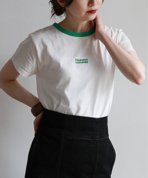 feepur（フェピュール）の「配色リンガーチビロゴTee（Tシャツ/カットソー・レディース・ネイビー/ピンク/ブルー/グリーン・MEDIUM）」の8枚目の写真