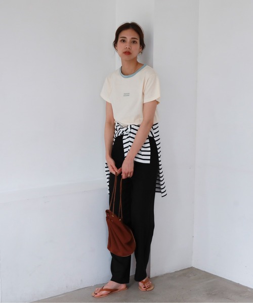 feepur（フェピュール）の「配色リンガーチビロゴTee（Tシャツ/カットソー・レディース・ネイビー/ピンク/ブルー/グリーン・MEDIUM）」の15枚目の写真