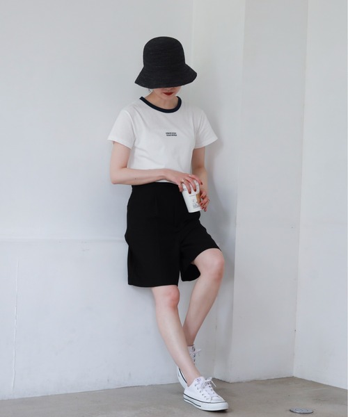 feepur（フェピュール）の「配色リンガーチビロゴTee（Tシャツ/カットソー・レディース・ネイビー/ピンク/ブルー/グリーン・MEDIUM）」の21枚目の写真