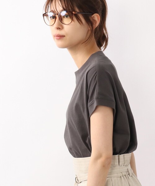 DRESKIP（ドレスキップ）の「◆【遮熱/接触冷感/UVカット】AIR SHIELDフレンチTシャツ（Tシャツ/カットソー・レディース・ブラック系2/ライトベージュ/ピンク系/グレー系その他/オフホワイト・02/04/03）」の7枚目の写真