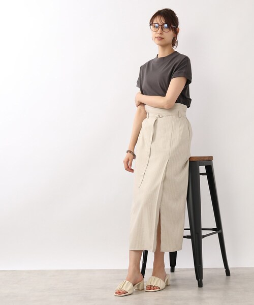 DRESKIP（ドレスキップ）の「◆【遮熱/接触冷感/UVカット】AIR SHIELDフレンチTシャツ（Tシャツ/カットソー・レディース・ブラック系2/ライトベージュ/ピンク系/グレー系その他/オフホワイト・02/04/03）」の9枚目の写真