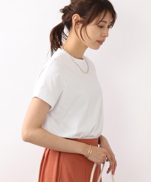 DRESKIP（ドレスキップ）の「◆【遮熱/接触冷感/UVカット】AIR SHIELDフレンチTシャツ（Tシャツ/カットソー・レディース・ブラック系2/ライトベージュ/ピンク系/グレー系その他/オフホワイト・02/04/03）」の21枚目の写真