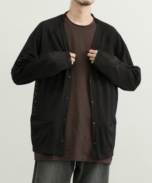 MANUAL ALPHABET（マニュアル アルファベット）の「MANUAL ALPHABET　MESH CARDIGAN（カーディガン/ボレロ・メンズ・チャコールグレー/グレー/ブラック・2/3）」の4枚目の写真