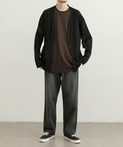 MANUAL ALPHABET（マニュアル アルファベット）の「MANUAL ALPHABET　MESH CARDIGAN（カーディガン/ボレロ・メンズ・チャコールグレー/グレー/ブラック・2/3）」の5枚目の写真