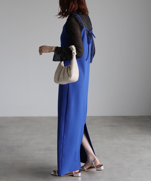 Bonjour Sagan（ボンジュールサガン）の「ストレッチキャミワンピース（ワンピース・レディース・ブラック/グレイッシュベージュ/ブルー/オフホワイト・S/M）」の22枚目の写真