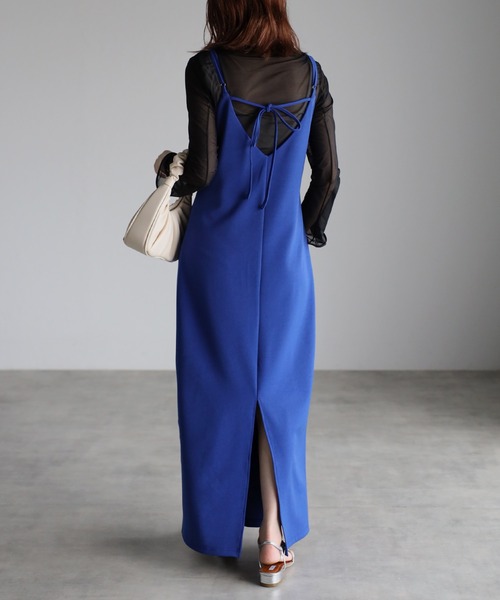 Bonjour Sagan（ボンジュールサガン）の「ストレッチキャミワンピース（ワンピース・レディース・ブラック/グレイッシュベージュ/ブルー/オフホワイト・S/M）」の21枚目の写真