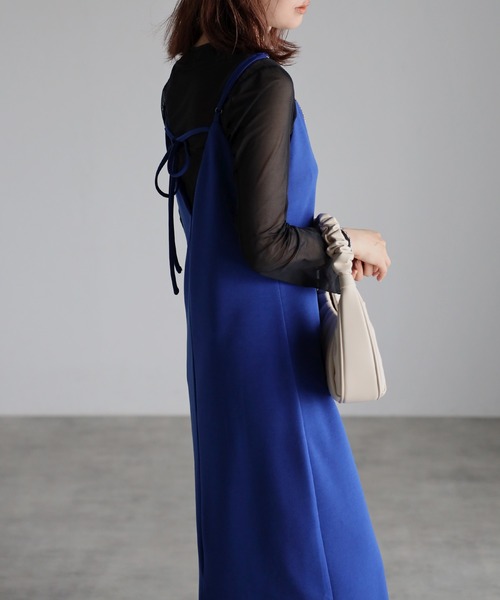 Bonjour Sagan（ボンジュールサガン）の「ストレッチキャミワンピース（ワンピース・レディース・ブラック/グレイッシュベージュ/ブルー/オフホワイト・S/M）」の19枚目の写真