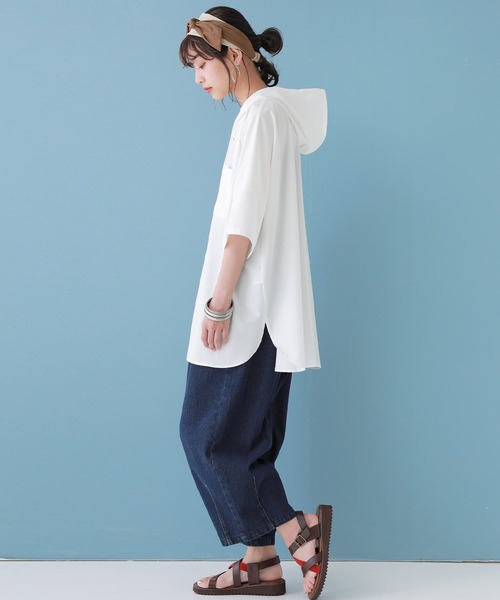 n'OrLABEL(ノアールレーベル)の「【廃盤】『スタンドフーディ五分袖シャツ』(シャツ/ブラウス・レディース・ブラック/ベージュ/オフホワイト・FREE)」の8枚目の写真