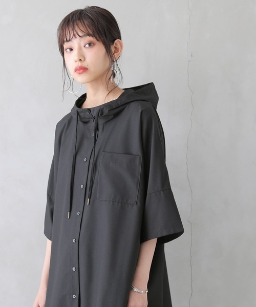 n'OrLABEL(ノアールレーベル)の「【廃盤】『スタンドフーディ五分袖シャツ』(シャツ/ブラウス・レディース・ブラック/ベージュ/オフホワイト・FREE)」の11枚目の写真