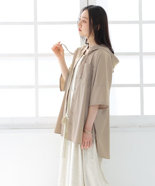 n'OrLABEL(ノアールレーベル)の「【廃盤】『スタンドフーディ五分袖シャツ』(シャツ/ブラウス・レディース・ブラック/ベージュ/オフホワイト・FREE)」の16枚目の写真