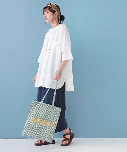 n'OrLABEL(ノアールレーベル)の「【廃盤】『スタンドフーディ五分袖シャツ』(シャツ/ブラウス・レディース・ブラック/ベージュ/オフホワイト・FREE)」の10枚目の写真