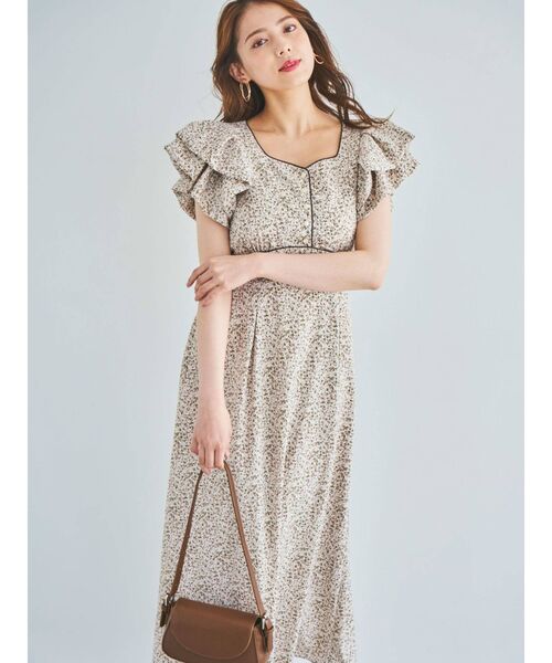 dazzlin（ダズリン）の「ラッフルパフパイピングワンピース（ワンピース・レディース・アイボリー/グレー/グリーン・FREE）」の5枚目の写真