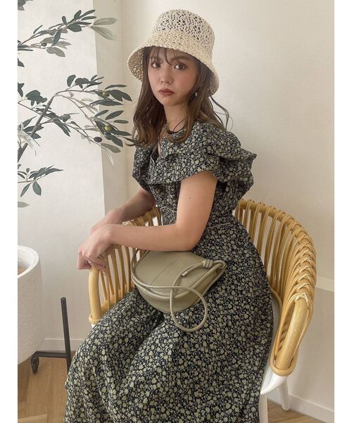 dazzlin（ダズリン）の「ラッフルパフパイピングワンピース（ワンピース・レディース・アイボリー/グレー/グリーン・FREE）」の9枚目の写真