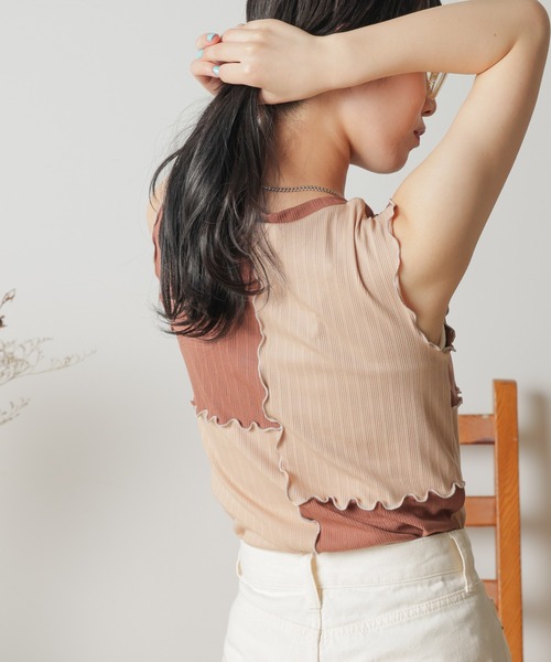 WEGO（ウィゴー）の「WEGO/メローリブタンクトップ（タンクトップ・レディース・ブラック/ベージュ系その他・FREE）」の13枚目の写真