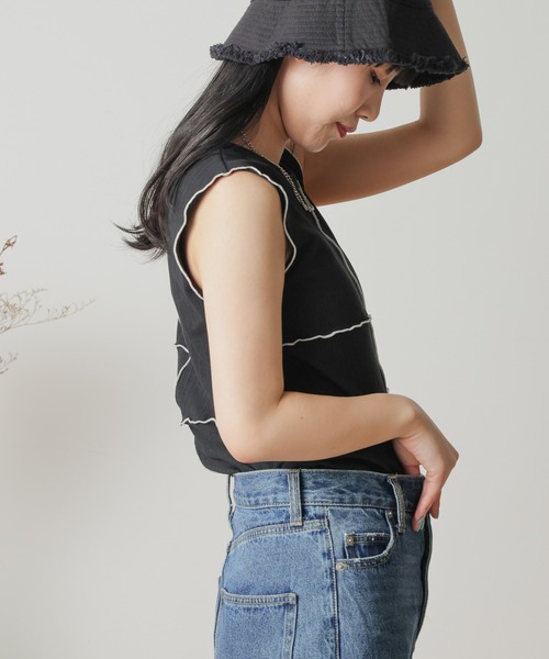 WEGO（ウィゴー）の「WEGO/メローリブタンクトップ（タンクトップ・レディース・ブラック/ベージュ系その他・FREE）」の12枚目の写真