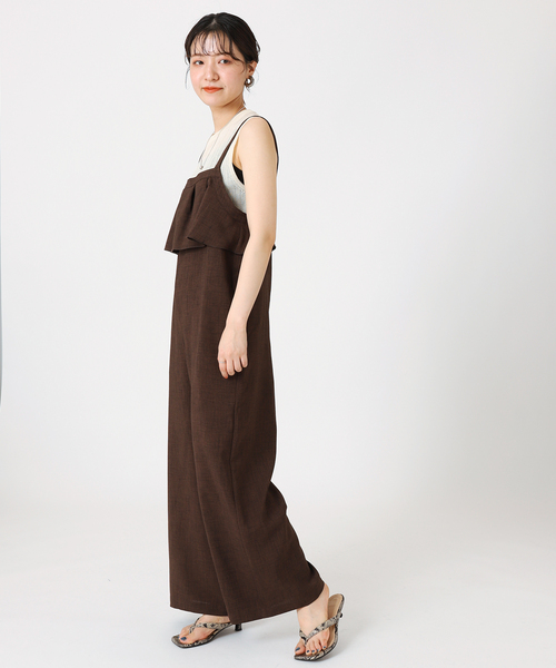 B.C STOCK（ベーセーストック）の「ラッフルサロペット（サロペット/オーバーオール・レディース・ベージュ/ブラウン/ブルー/グリーン・FREE）」の5枚目の写真