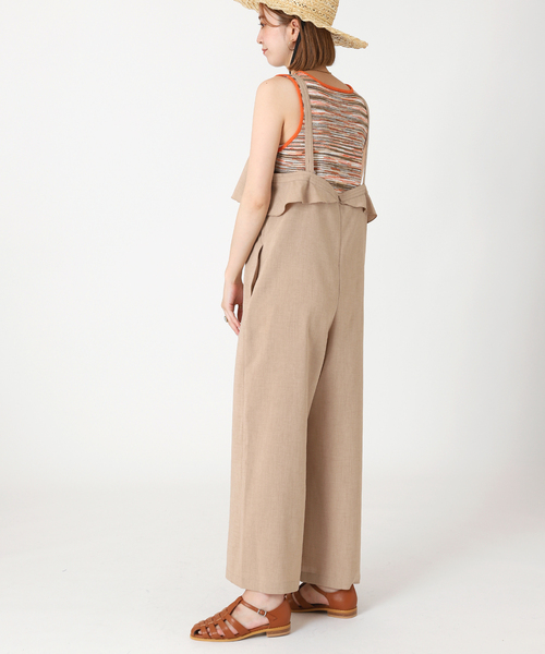 B.C STOCK（ベーセーストック）の「ラッフルサロペット（サロペット/オーバーオール・レディース・ベージュ/ブラウン/ブルー/グリーン・FREE）」の9枚目の写真